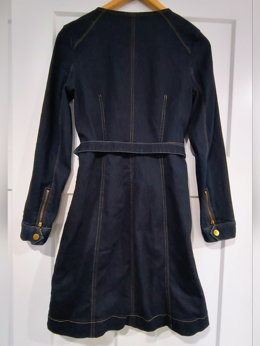 INC International Concepts Dark Indigo Long-Sleeve Zip Front Dress - Picture 4 of 4